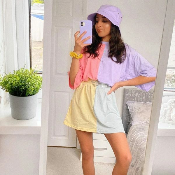 Y2K Grunge Oversized Tie Dye Top - Retro 90S Fashion, Summer Y2K Outfits, Pastel Goth Style