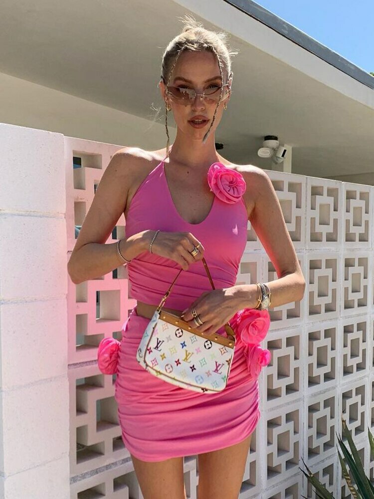 Y2K Grunge Palmer Mini Dress - 90S Fashion, Retro Style, Summer Y2K Outfits, Pastel Goth