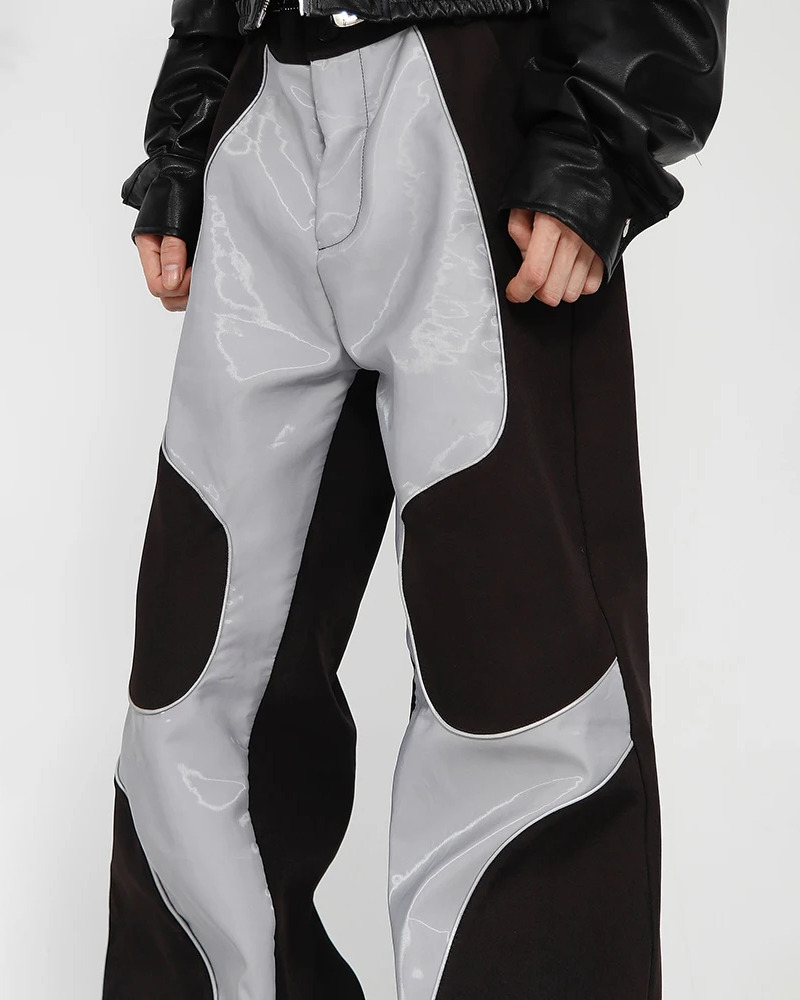 Y2K Grunge Patchwork Leather Pants - Retro 90S Fashion, Summer Y2K Outfits, Gothic Y2K Style