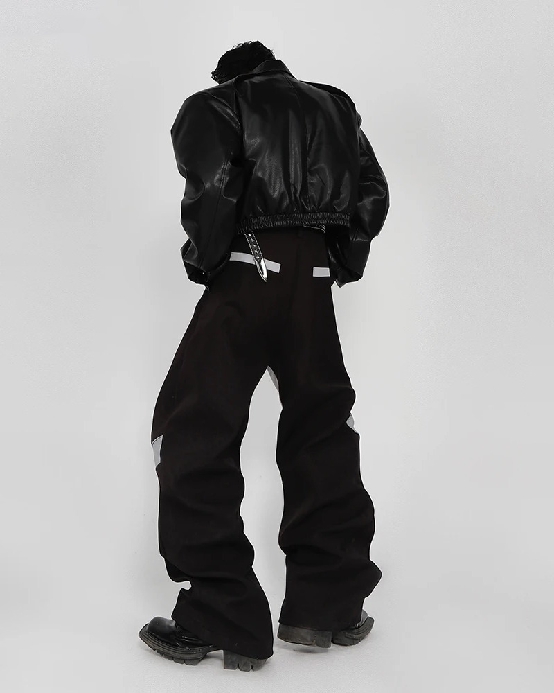 Y2K Grunge Patchwork Leather Pants - Retro 90S Fashion, Summer Y2K Outfits, Gothic Y2K Style