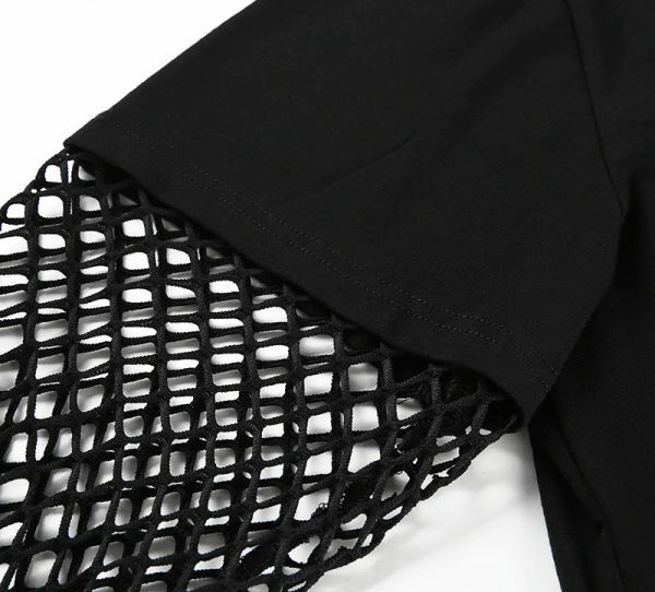 Y2K Grunge Patchwork Sleeve Top - 90S Fashion, Retro Style, Y2K Summer Outfits, Gothic Y2K