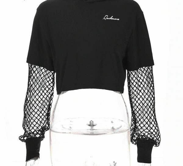 Y2K Grunge Patchwork Sleeve Top - 90S Fashion, Retro Style, Y2K Summer Outfits, Gothic Y2K