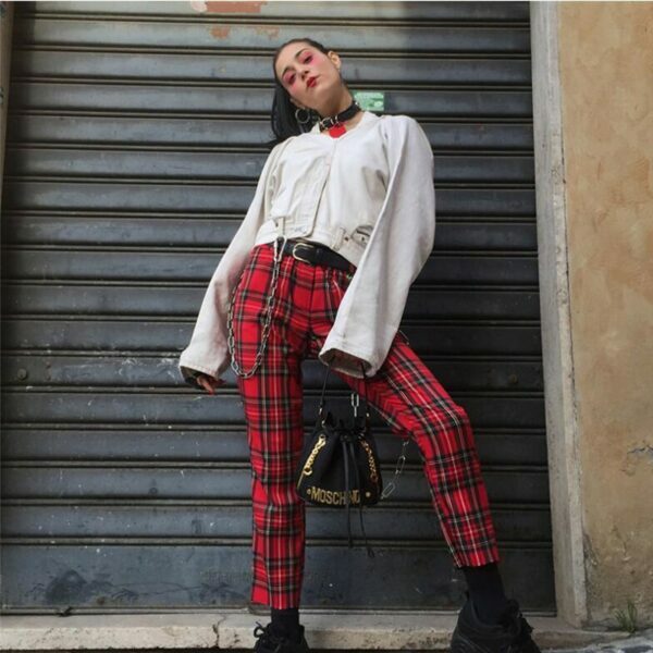 Y2K Grunge Plaid Pants - Retro 90S Fashion, Summer Y2K Outfits, Gothic Y2K Style