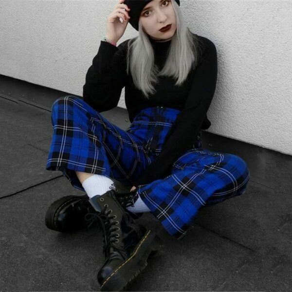 Y2K Grunge Plaid Pants - Retro 90S Fashion, Summer Y2K Outfits, Gothic Y2K Style