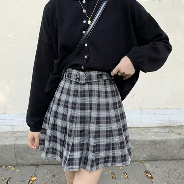 Y2K Grunge Plaid Pleated Mini Skirt - 90S Fashion, Retro Style, Y2K Summer Outfits