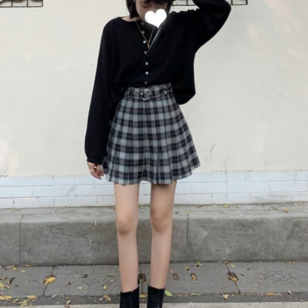Y2K Grunge Plaid Pleated Mini Skirt - 90S Fashion, Retro Style, Y2K Summer Outfits