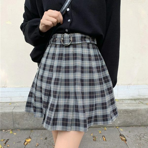 Y2K Grunge Plaid Pleated Mini Skirt - 90S Fashion, Retro Style, Y2K Summer Outfits