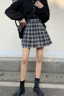 Y2K Grunge Plaid Pleated Mini Skirt - 90S Fashion, Retro Style, Y2K Summer Outfits