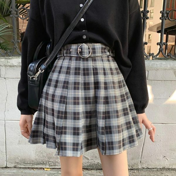 Y2K Grunge Plaid Pleated Mini Skirt - 90S Fashion, Retro Style, Y2K Summer Outfits