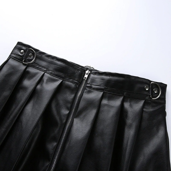 Y2K Grunge Pleated Metal Ring Skirt - 90S Fashion, Retro Style, Gothic Y2K, Summer Outfit