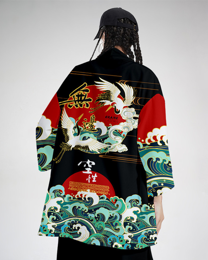 Y2K Grunge Printed Kimono Jacket - Retro 90S Summer Outfit, Pastel Goth, Y2K Party Fashion