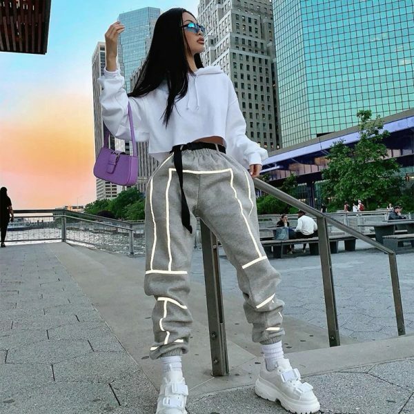 Y2K Grunge Reflective Cargo Pants - 90S Fashion, Summer Outfits, Retro Style, Y2K Club Fits