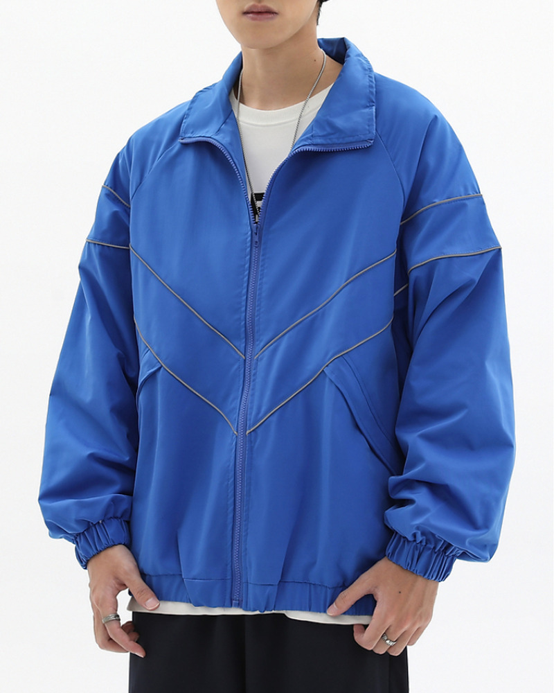 Y2K Grunge Reflective Stripe Jacket - 90S Retro Summer Outfit, Y2K Club & Party Fashion