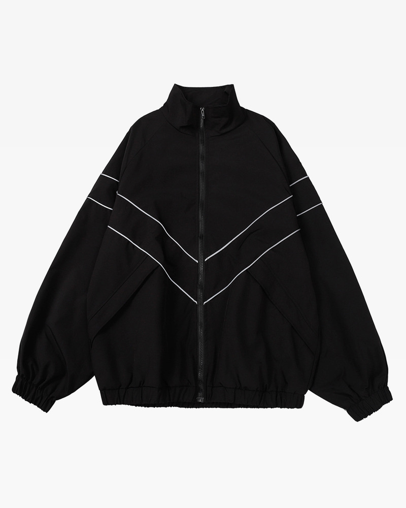 Y2K Grunge Reflective Stripe Jacket - 90S Retro Summer Outfit, Y2K Club & Party Fashion