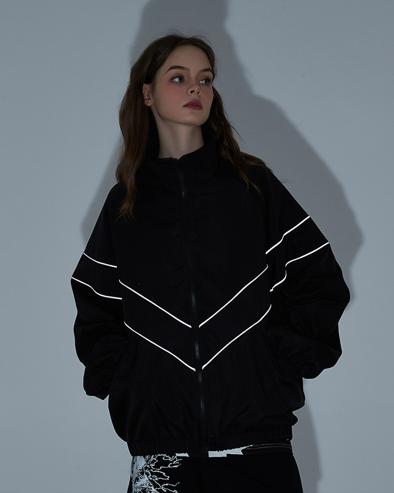 Y2K Grunge Reflective Stripe Jacket - 90S Retro Summer Outfit, Y2K Club & Party Fashion