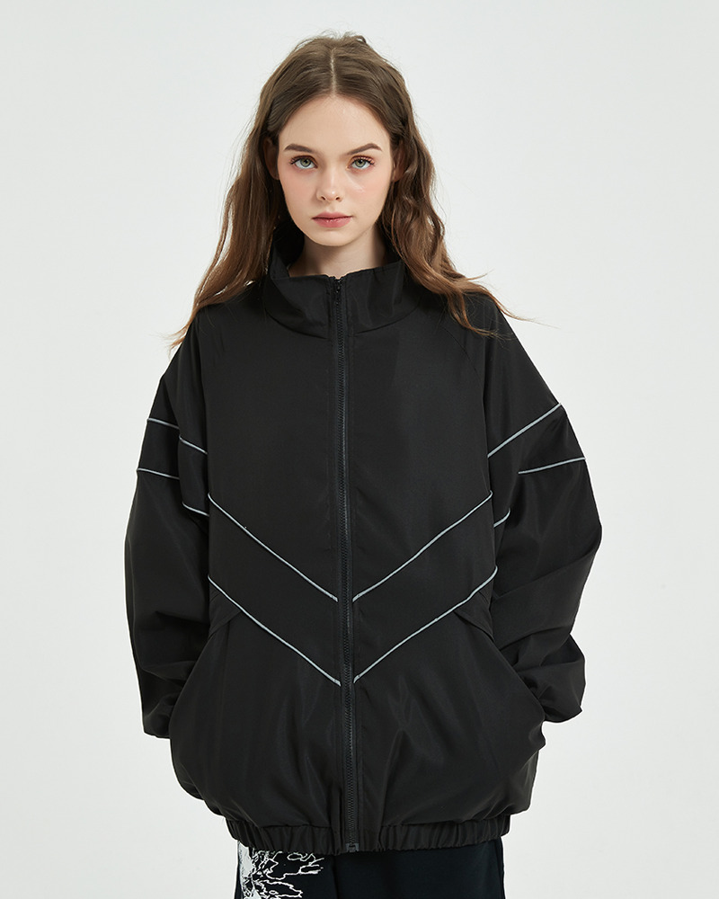 Y2K Grunge Reflective Stripe Jacket - 90S Retro Summer Outfit, Y2K Club & Party Fashion
