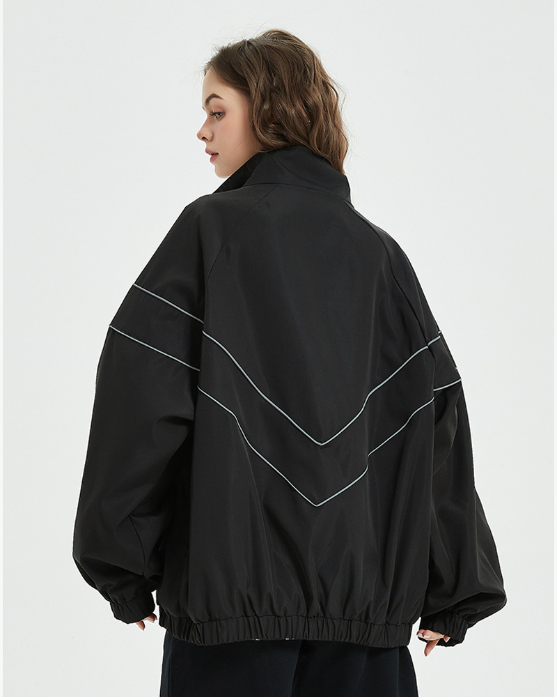 Y2K Grunge Reflective Stripe Jacket - 90S Retro Summer Outfit, Y2K Club & Party Fashion