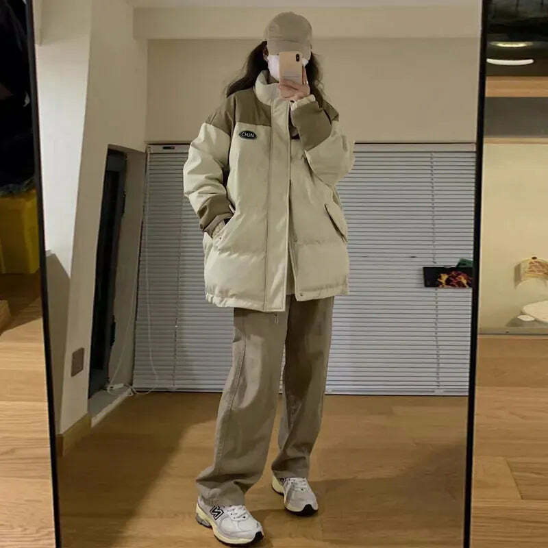 Y2K Grunge Retro 90S Fashion Women'S Down Cotton Jacket Coat - Loose Thickening Parka