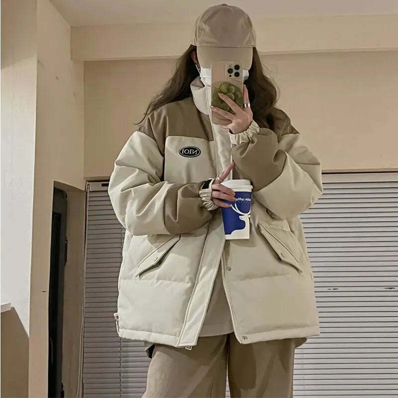 Y2K Grunge Retro 90S Fashion Women'S Down Cotton Jacket Coat - Loose Thickening Parka
