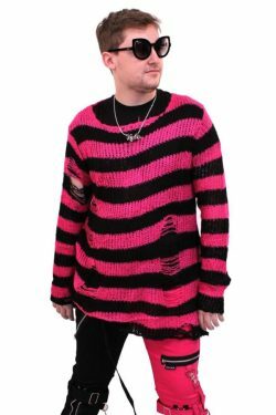 Y2K Grunge Rose Distressed Knit Sweater - 90S Retro Summer Outfit, Pastel Goth Fashion