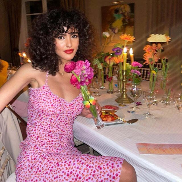 Y2K Grunge Rose Midi Dress - 90S Fashion, Summer Outfits, Retro Style, Y2K Party Look