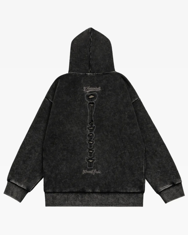 Y2K Grunge Skeleton Ribcage Hoodie - 90S Retro Goth Fashion, Perfect For Y2K Summer Outfits