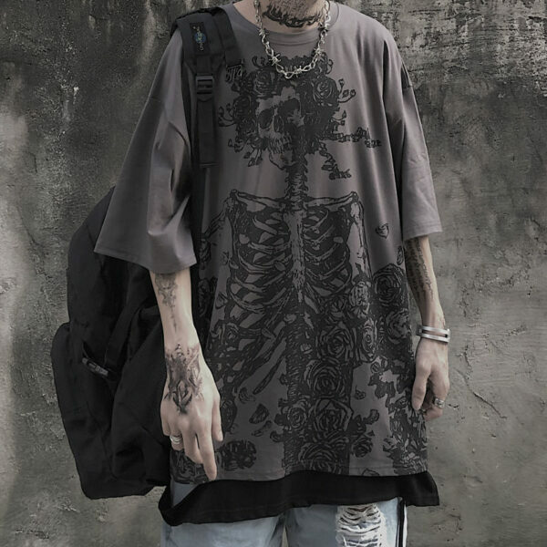 Y2K Grunge Skeleton Shirt - Retro 90S Fashion, Gothic Y2K, Summer Y2K Outfits, Y2K Club