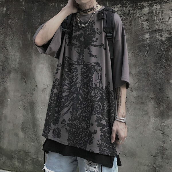 Y2K Grunge Skeleton Shirt - Retro 90S Fashion, Gothic Y2K, Summer Y2K Outfits, Y2K Club