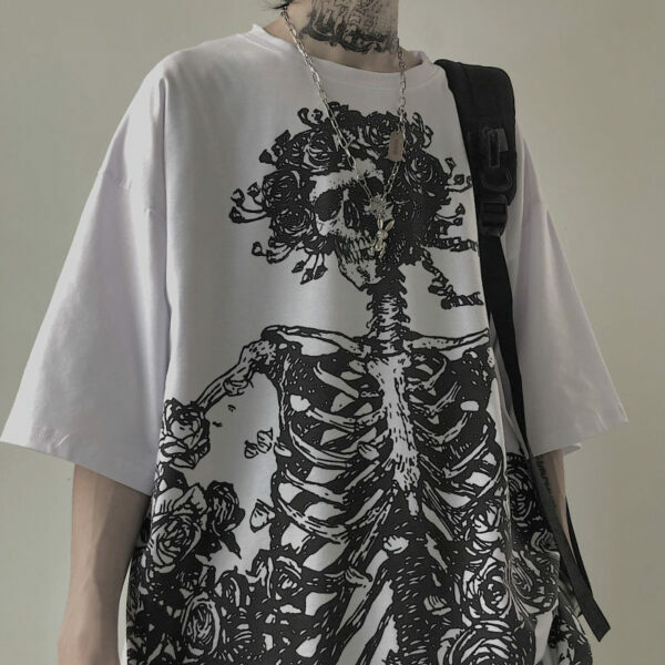 Y2K Grunge Skeleton Shirt - Retro 90S Fashion, Gothic Y2K, Summer Y2K Outfits, Y2K Club
