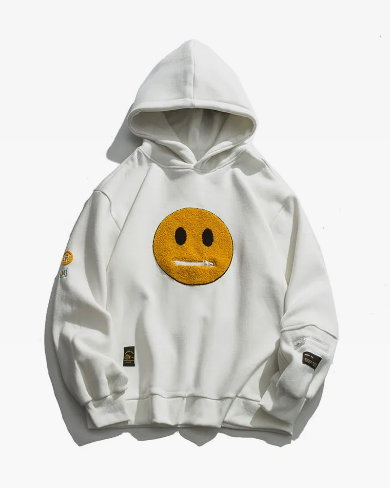 Y2K Grunge Smiley Face Hoodie - Retro 90S Fashion, Summer Y2K Outfits, Pastel Goth Style
