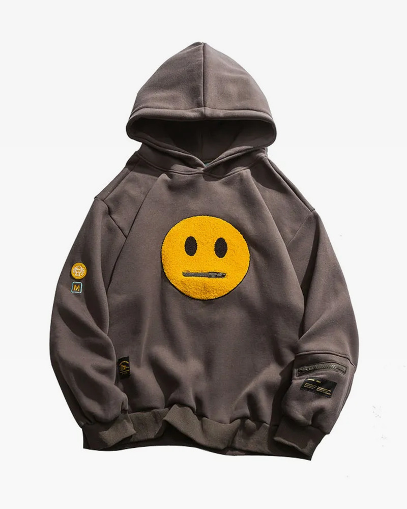 Y2K Grunge Smiley Face Hoodie - Retro 90S Fashion, Summer Y2K Outfits, Pastel Goth Style