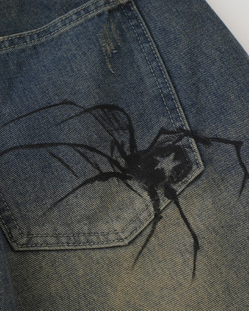 Y2K Grunge Spider Shorts - Retro 90S Summer Outfit, Pastel Goth, Hip Hop Fashion