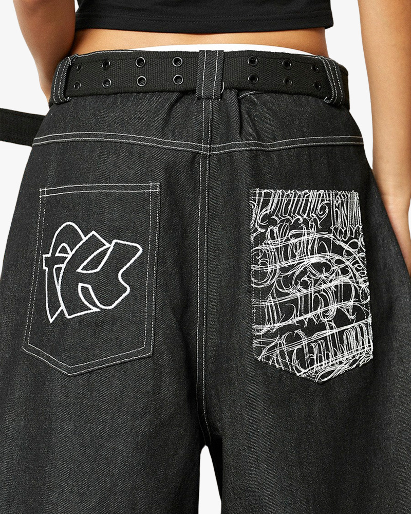 Y2K Grunge Streetwear Denim Shorts - 90S Retro Summer Outfit, Y2K Club & Party Fashion