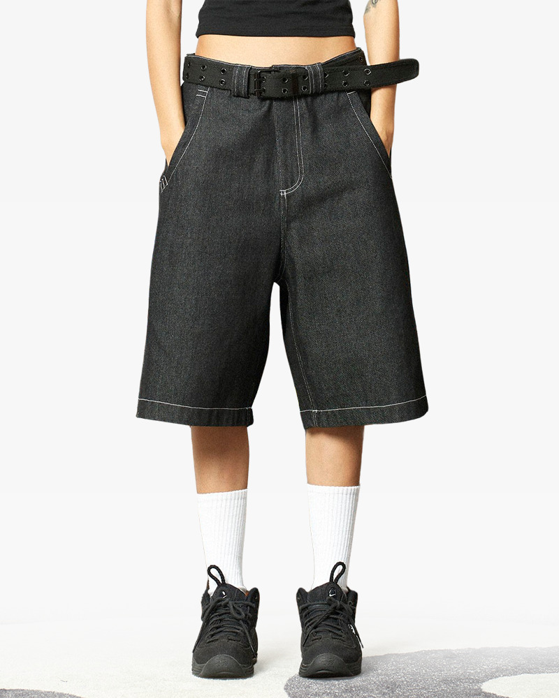 Y2K Grunge Streetwear Denim Shorts - 90S Retro Summer Outfit, Y2K Club & Party Fashion