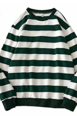 Y2K Grunge Striped Long Sleeve Shirt - Retro 90S Fashion, Summer Y2K Outfits, Pastel Goth Style