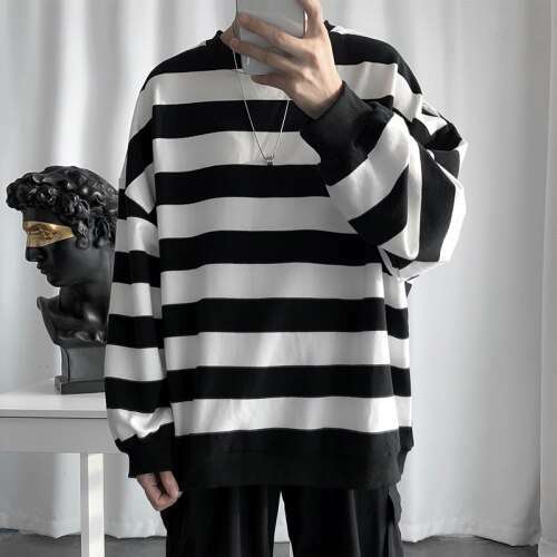 Y2K Grunge Striped Loose Sweater - 90S Fashion, Retro Style, Y2K Summer Outfits