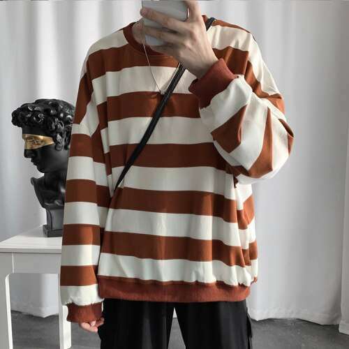 Y2K Grunge Striped Loose Sweater - 90S Fashion, Retro Style, Y2K Summer Outfits