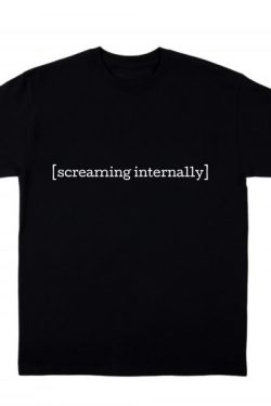 Y2K Grunge Summer Outfit - Screaming Internally Shirt, 90S Retro Style, Pastel Goth Fashion