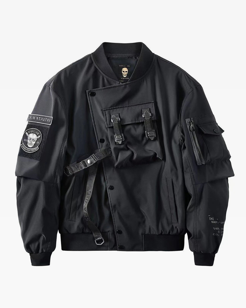 Y2K Grunge Techwear Bomber Jacket - 90S Retro Summer Outfit, Gothic Y2K Fashion