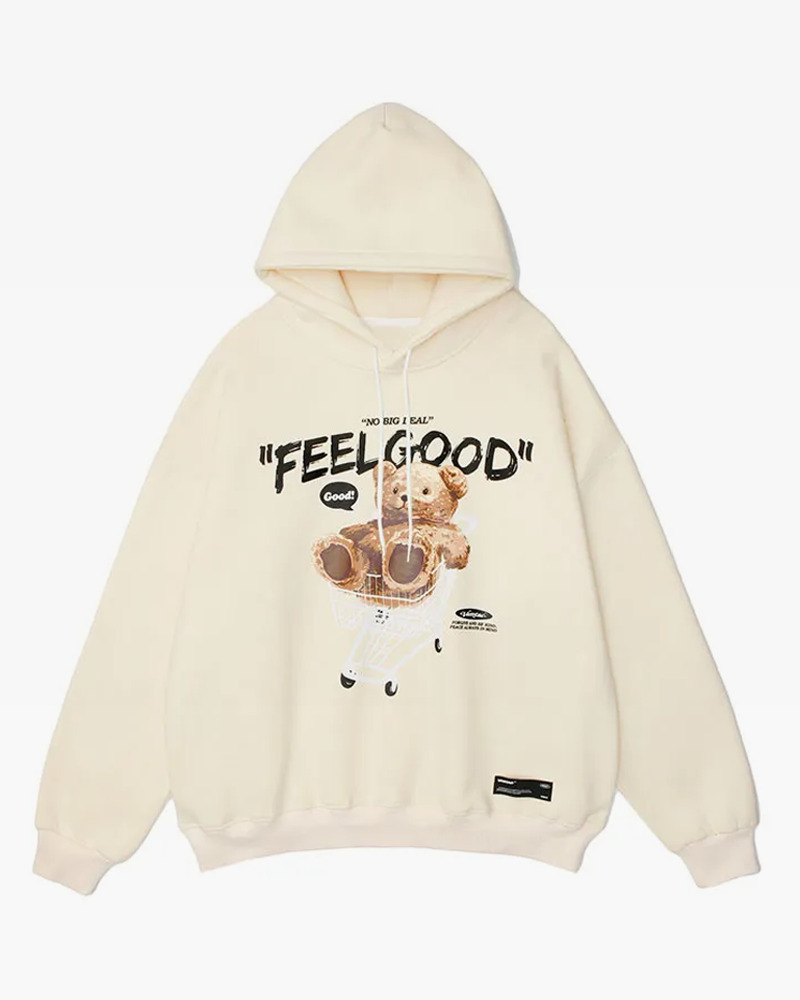 Y2K Grunge Teddy Bear Hoodie - Retro 90S Fashion, Summer Y2K Outfits, Pastel Goth Style
