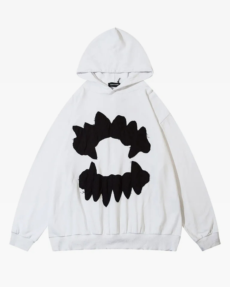 Y2K Grunge Teeth Hoodie - Retro 90S Fashion, Summer Y2K Outfits, Gothic Y2K Style