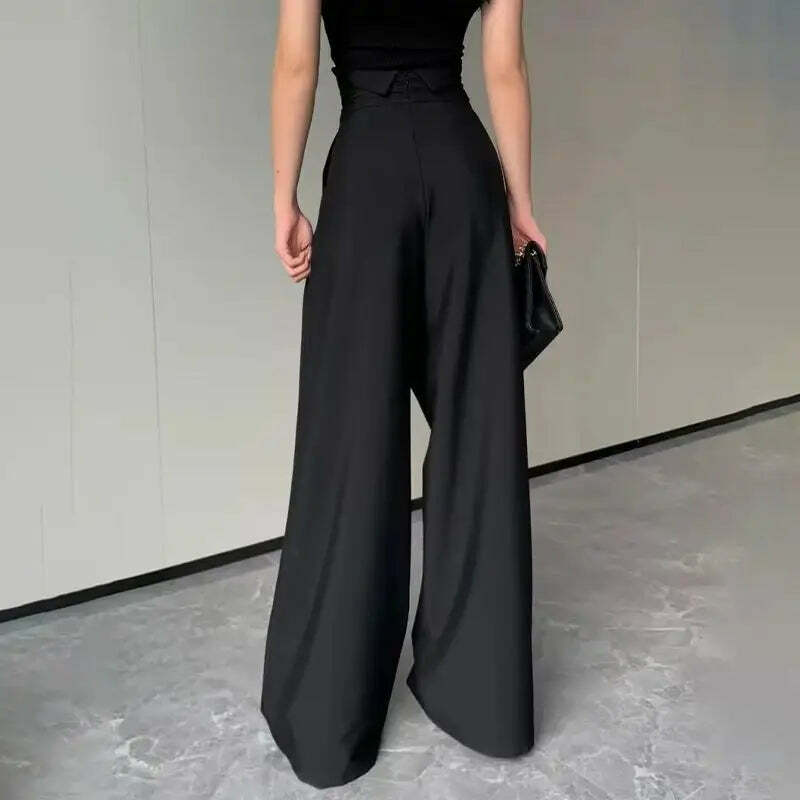 Y2K Grunge Wide-Leg Pants - High Waist, Loose Fit, Retro 90S Style, Casual Black Trousers