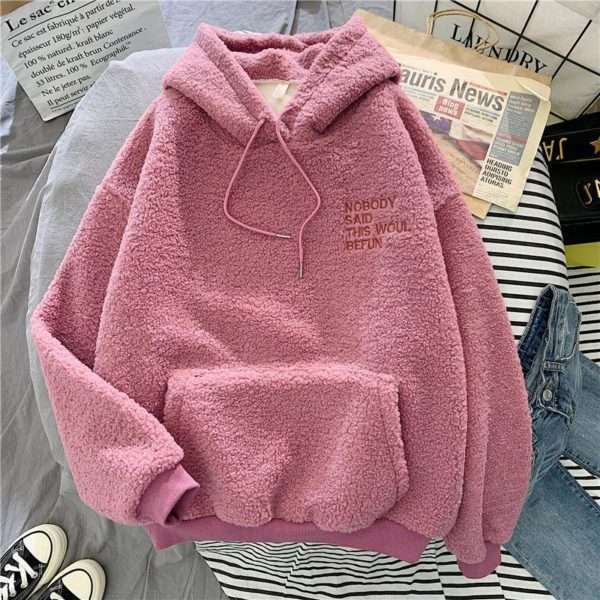 Y2K Grunge Wool Thick Hoodie - Retro 90S Fashion, Summer Outfits, And Pastel Goth Style