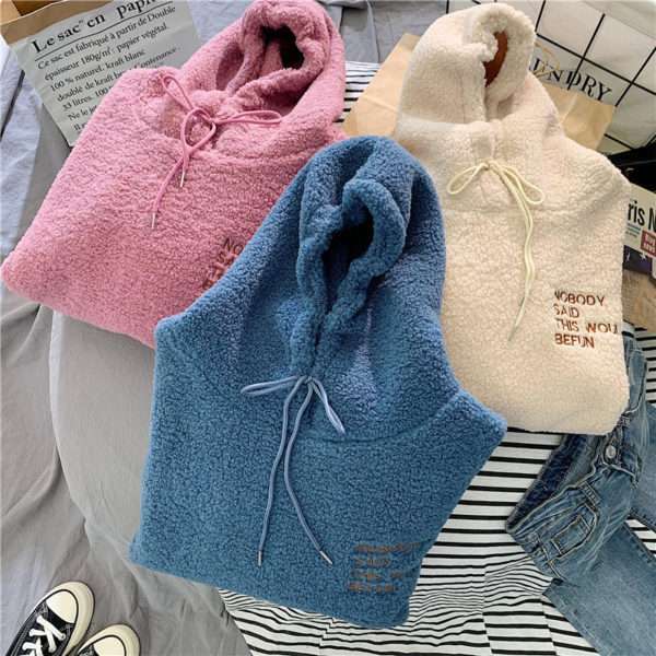 Y2K Grunge Wool Thick Hoodie - Retro 90S Fashion, Summer Outfits, And Pastel Goth Style