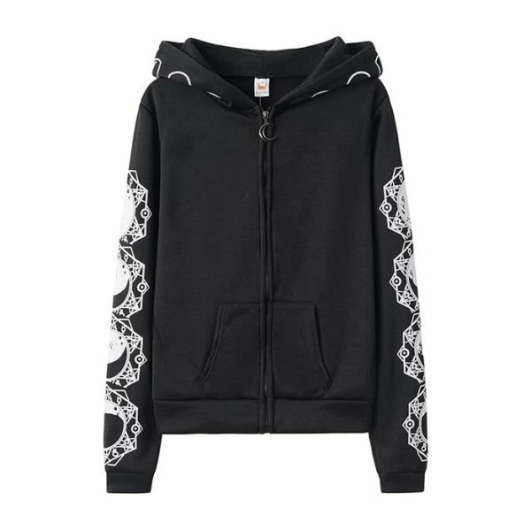 Y2K Grunge Zipper Patchwork Hoodie - 90S Fashion, Retro Style, Y2K Summer Outfits