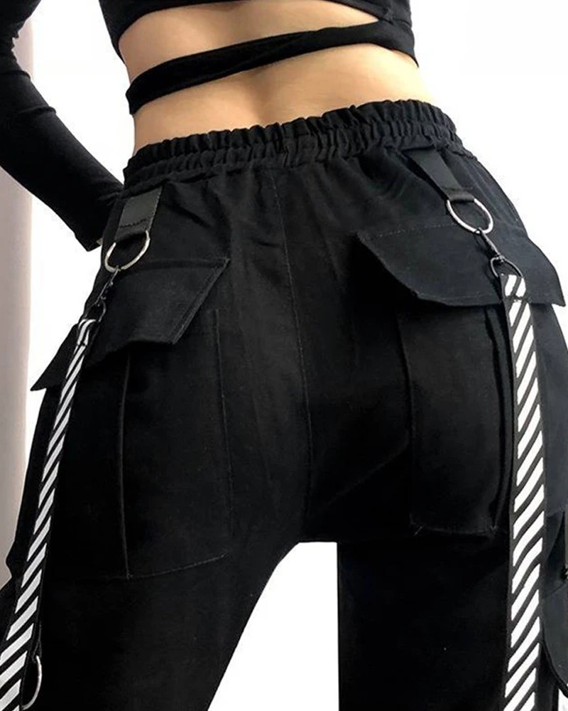 Y2K High Waisted Cargo Pants - 90S Grunge, Retro Summer Outfits, Y2K Club & Party Fashion