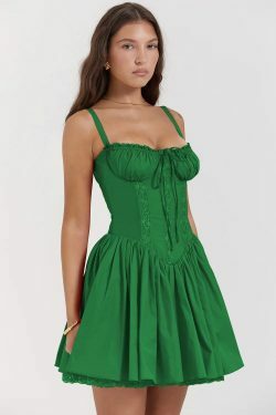 Y2K Lace Patchwork A-Line Mini Dress - Spaghetti Strap Backless Nightclub Party Outfit