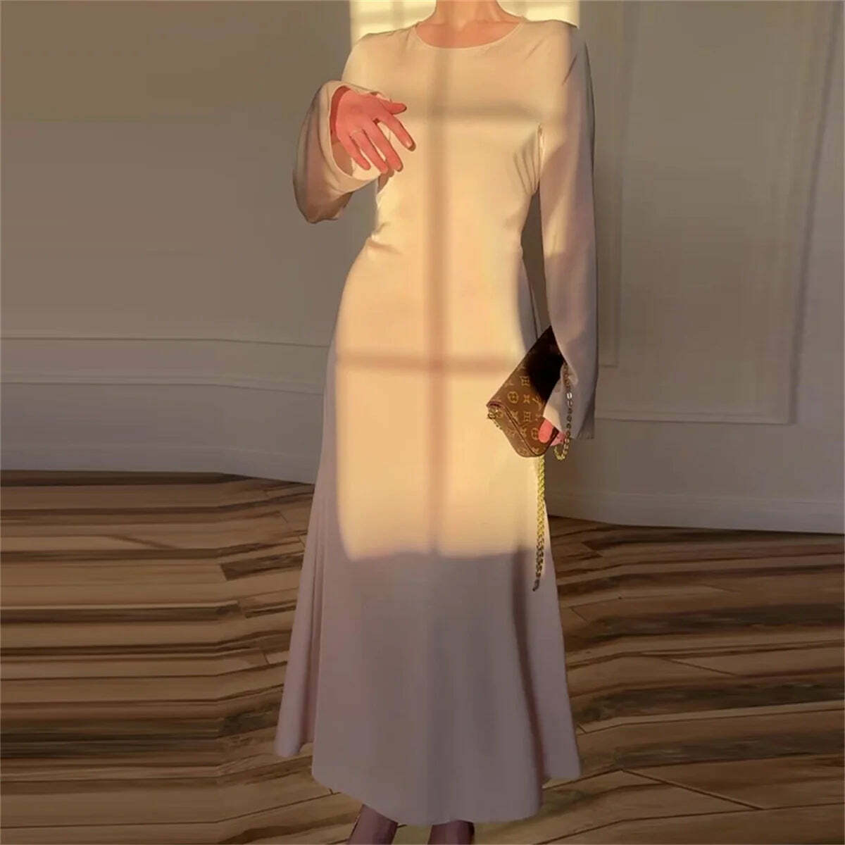Y2K Maxi Dress Silk Satin Flare Sleeve Lace Up Slim Skirt - Sexy Chic Evening Party Outfit