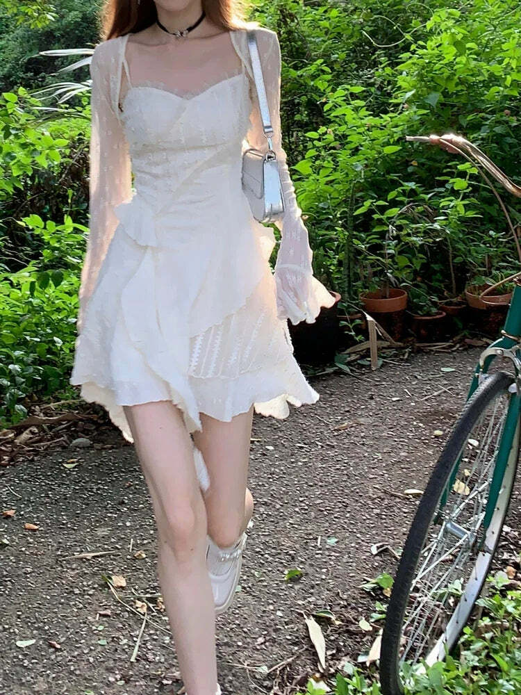 Y2K Mini Dress - Pure Color Strap, Sleeveless, Elegant, Casual, Korean Fashion Summer Party Outfit