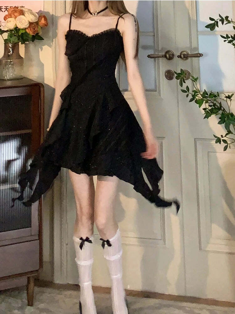 Y2K Mini Dress - Pure Color Strap, Sleeveless, Elegant, Casual, Korean Fashion Summer Party Outfit